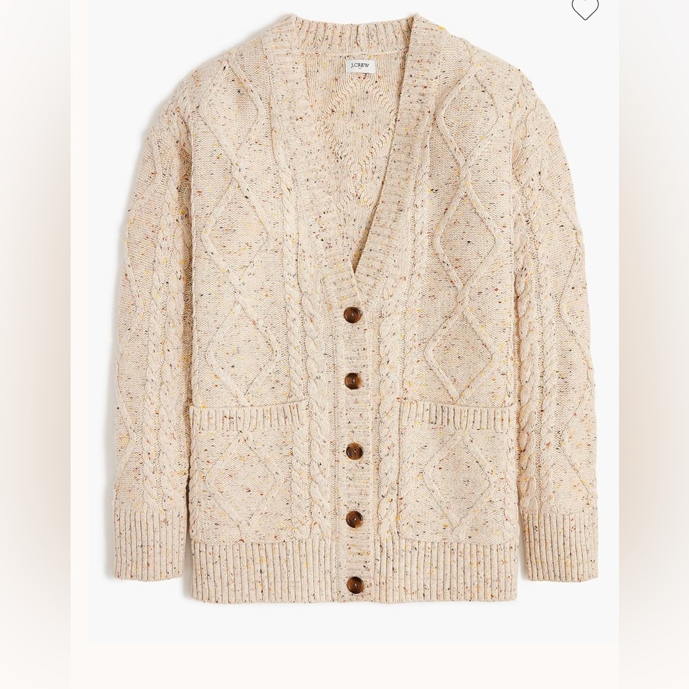 J. Crew Donegal Long Cable-knit Cardigan Sweater Size L Style CC698